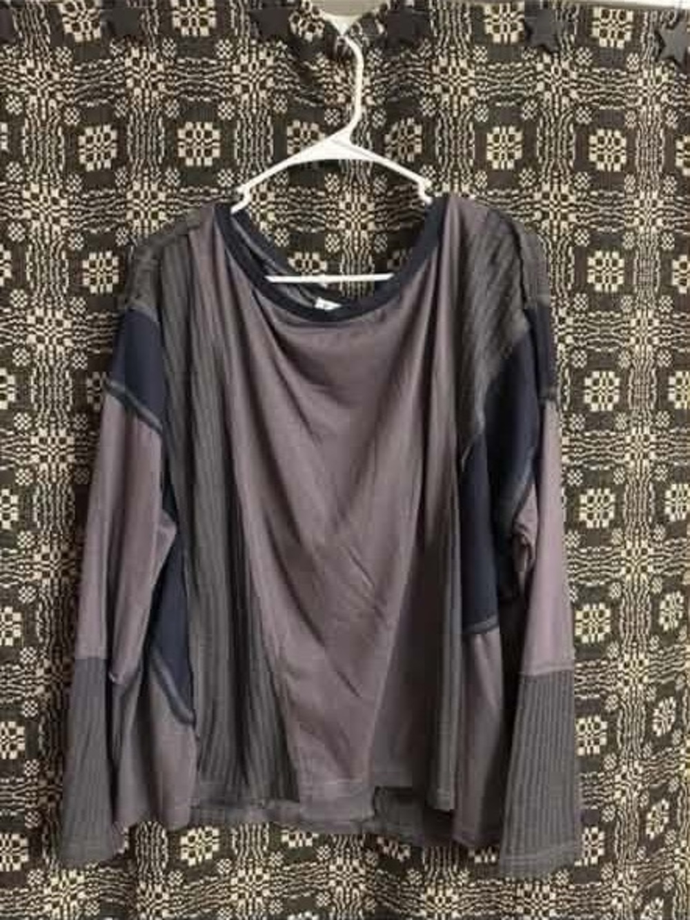 POL Women's Long Sleeve Top in Charcoal and Black